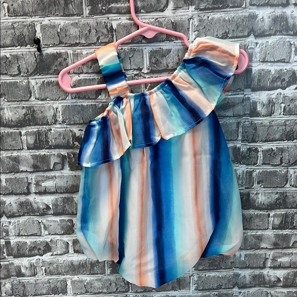 Striped Ruffle Baby Romper - Picture 3 of 7